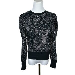 Karl Lagerfeld Paris Sweatshirt‎ Womens S Black Sparkle Star Celestial Pullover